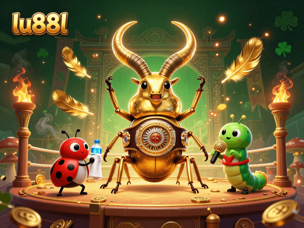 Experience thrilling bets with lu88l as the golden stag beetle takes center stage in a dynamic casino atmosphere.