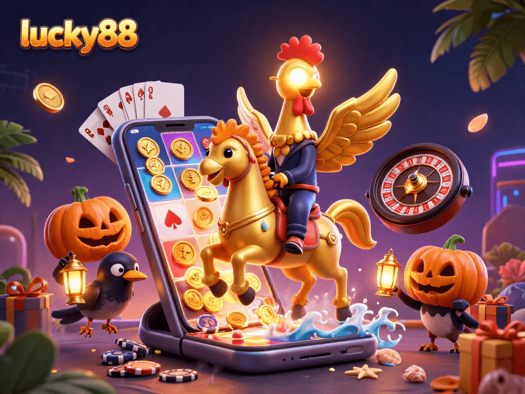 Engage in thrilling gameplay at lucky88 with a vibrant casino scene featuring dynamic gaming elements!