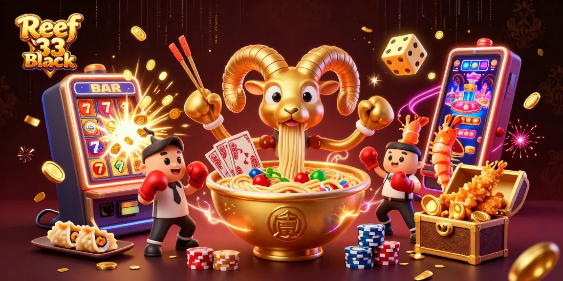Experience the excitement of Reef 33 Black in a vibrant casino scene featuring lively characters and dynamic game elements.