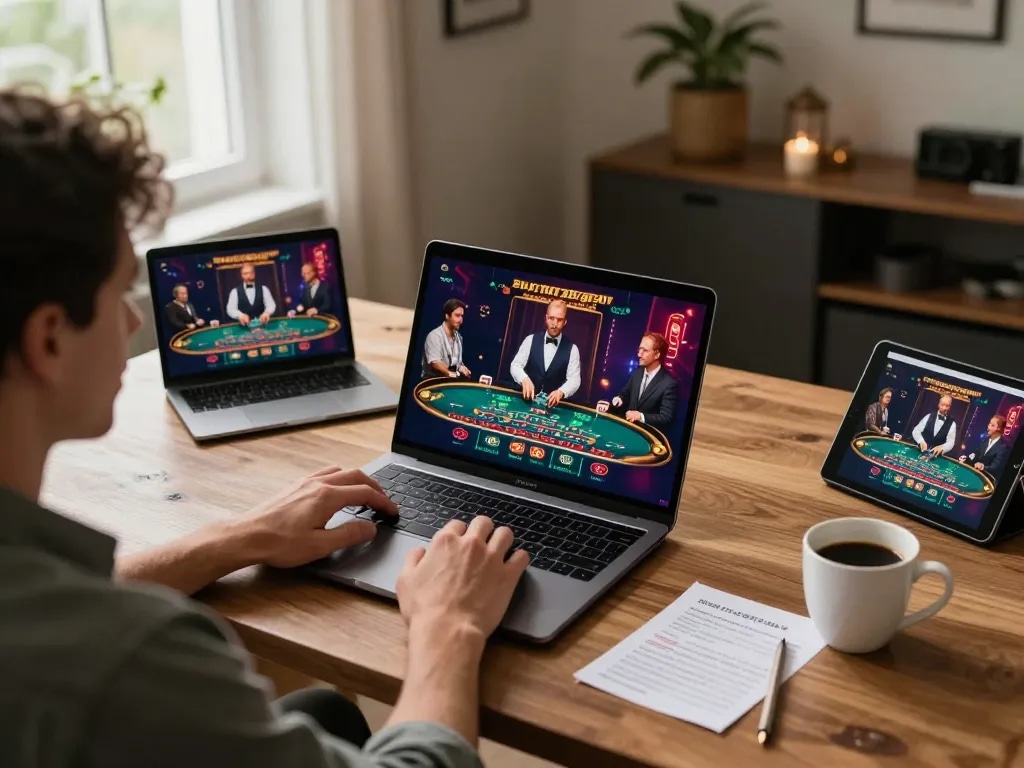 Player engaging in live casino gaming on cm88, showcasing an exciting and strategic online gambling experience
