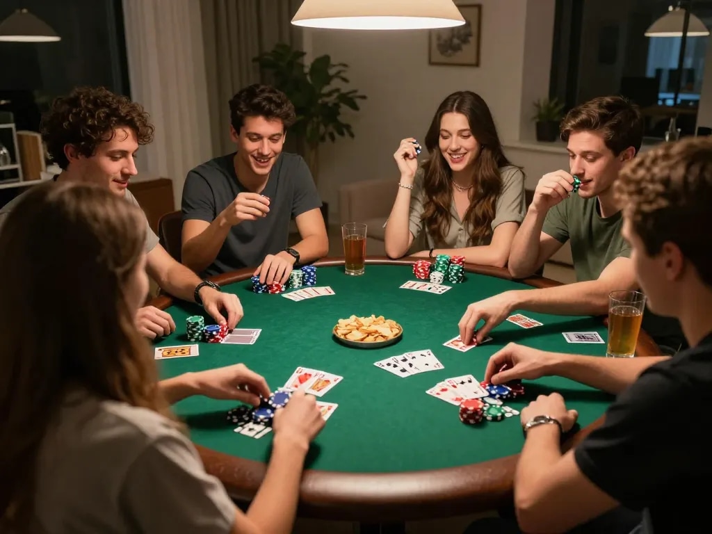 Friends experience thrilling poker action at home with Lucky88, highlighting strategic gameplay and social fun