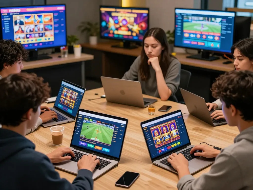 Engaged users experiencing FB88 online betting platform with vibrant games and live sports betting.