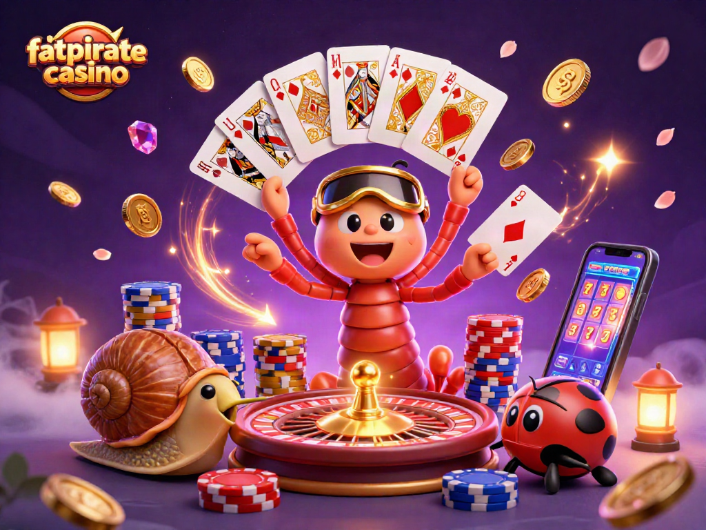 Experience the excitement of fatpirate casino with colorful characters and dynamic gameplay elements flying around.