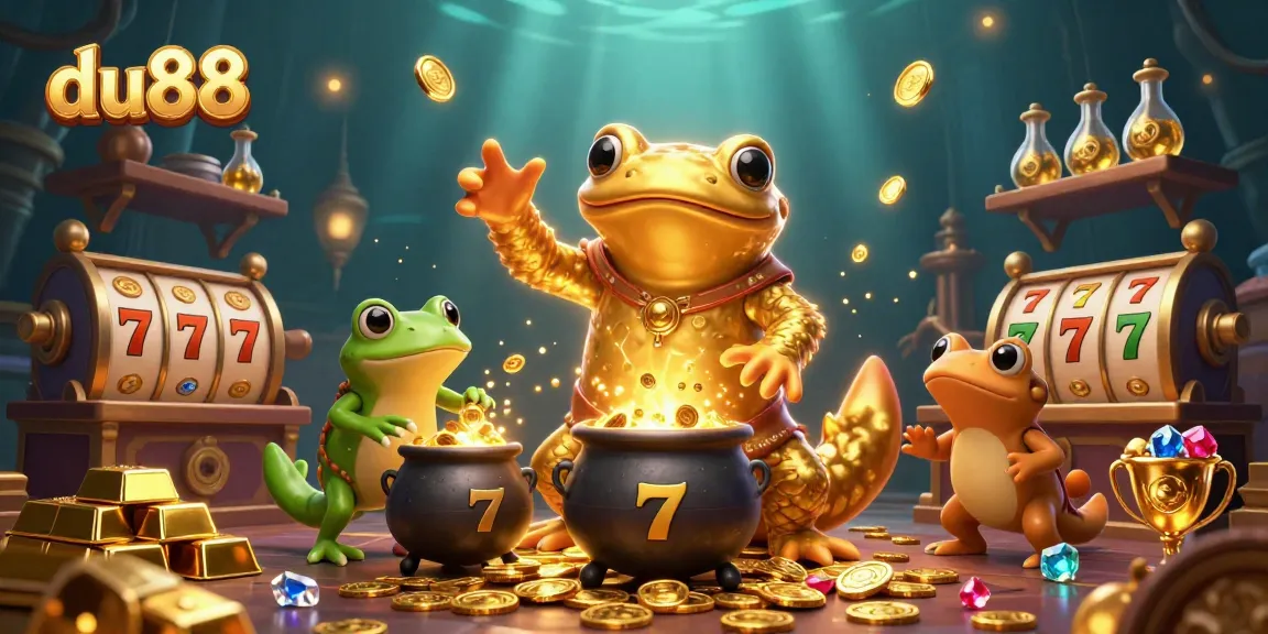Experience gambling magic with du88 in a vibrant, treasure-filled fantasy scene.