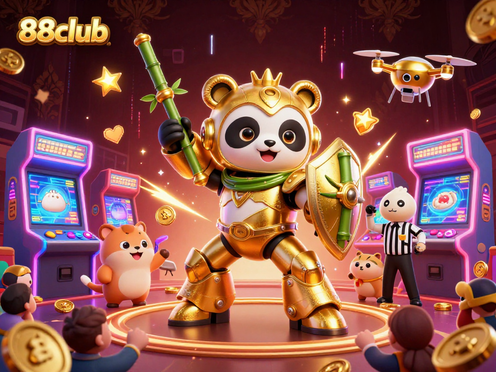 Engage with 88club's vibrant gaming experience featuring golden panda and dynamic casino elements.