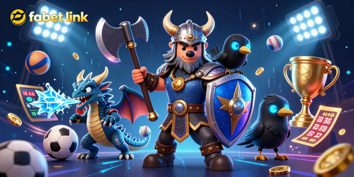 Enhance your bets with fabet link, featuring Viking warrior and dragon in a dynamic casino scene.