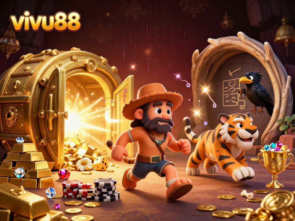 Experience the thrilling action at vivu88’s prehistoric casino with engaging gameplay featuring lively characters.