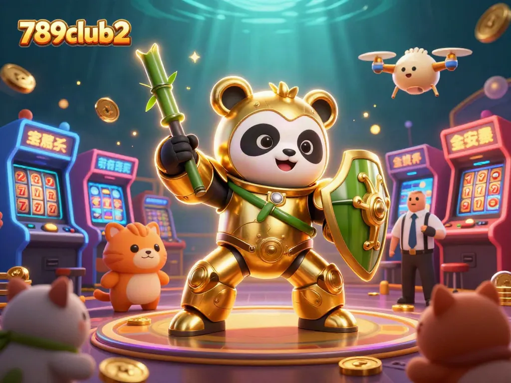 Engage in the excitement of 789club2's virtual casino with golden panda and action-packed game elements.