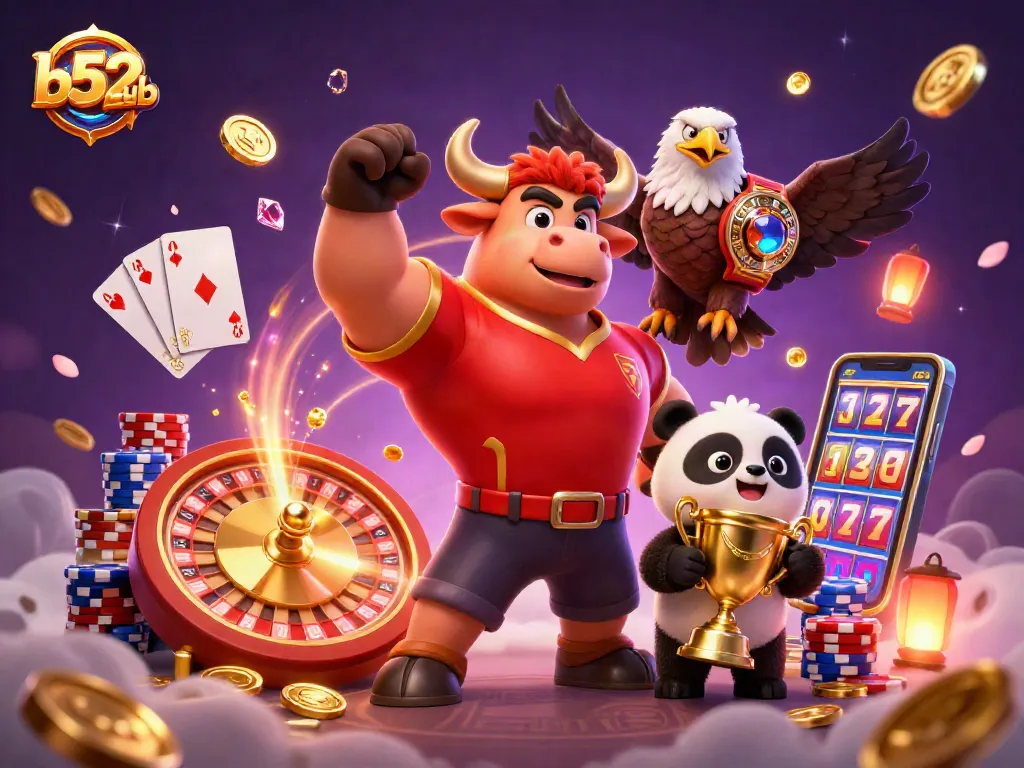 Win big at b52club with dynamic gameplay featuring game-loving characters in 3D casino environment.