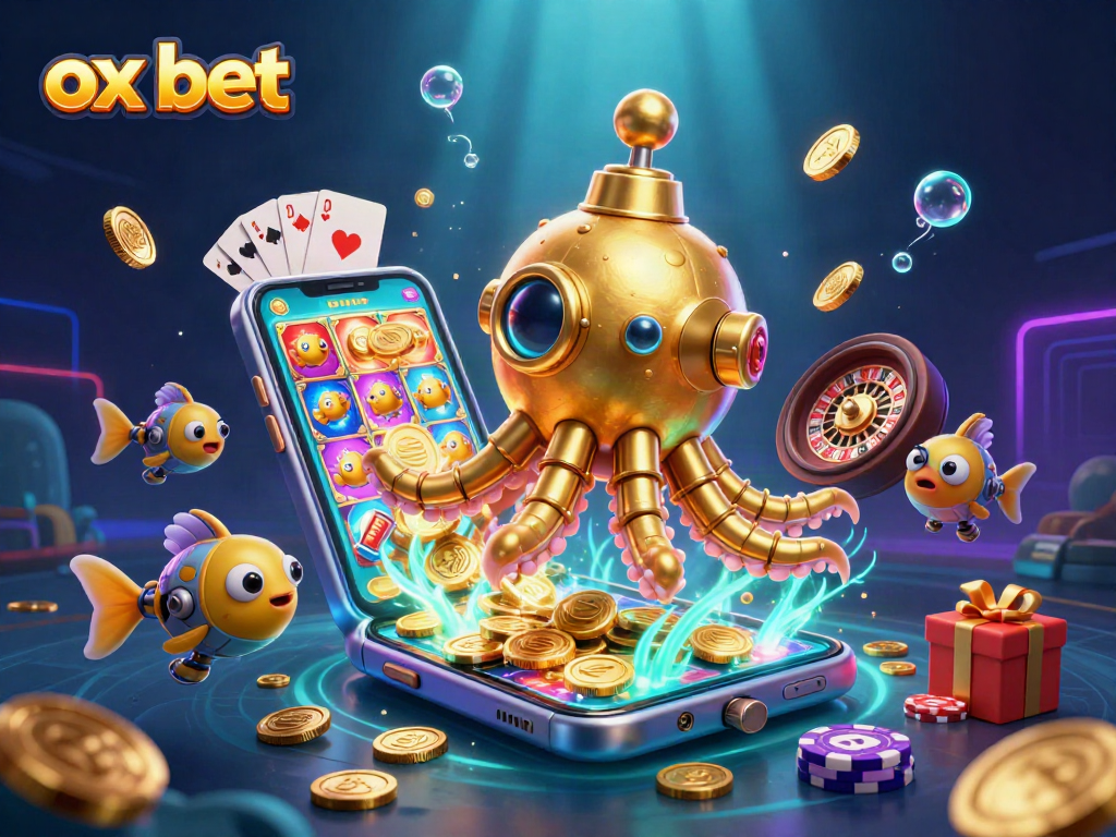 Experience thrilling wins at ox bet with the golden kraken submarine amidst plenty of casino elements.
