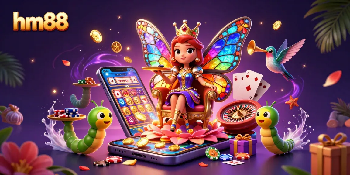 Experience thrilling gaming at hm88 with a vibrant butterfly queen and endless casino action.