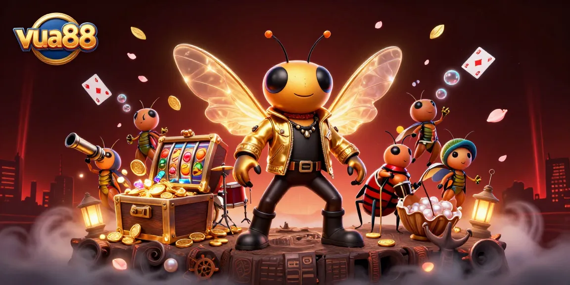 Experience the thrill of vua88 with vibrant characters, slot elements, and an explosive underwater treasure scene.