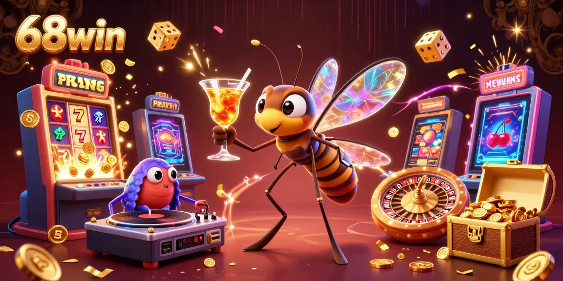Experience 68win with a vibrant casino scene showcasing thrilling gameplay elements and characters.