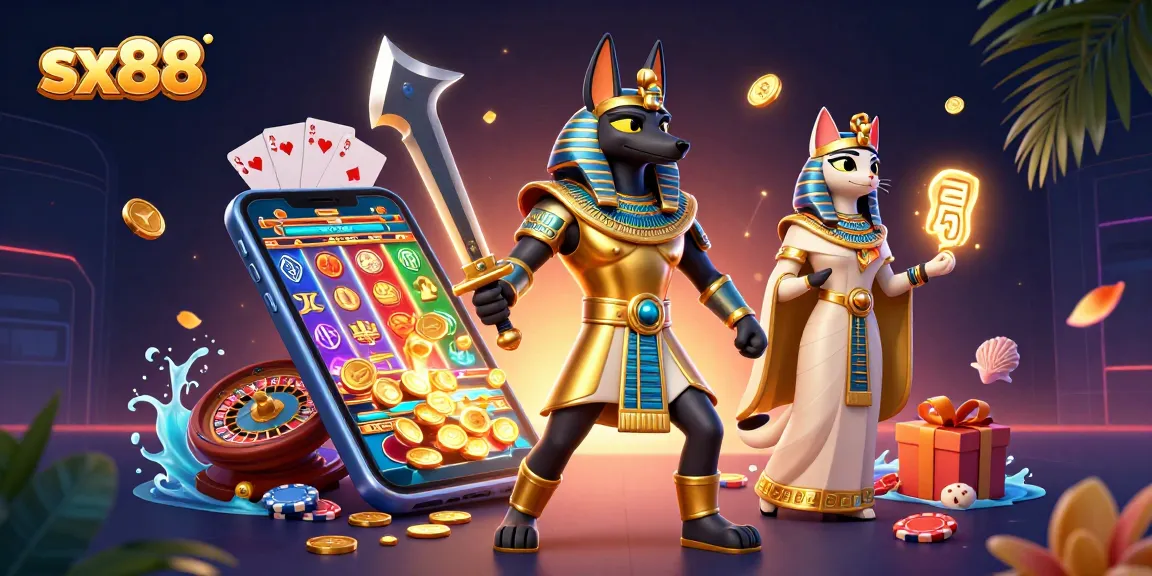 Experience dynamic gaming with sx88 as Anubis and Bastet guide players through an ancient casino.