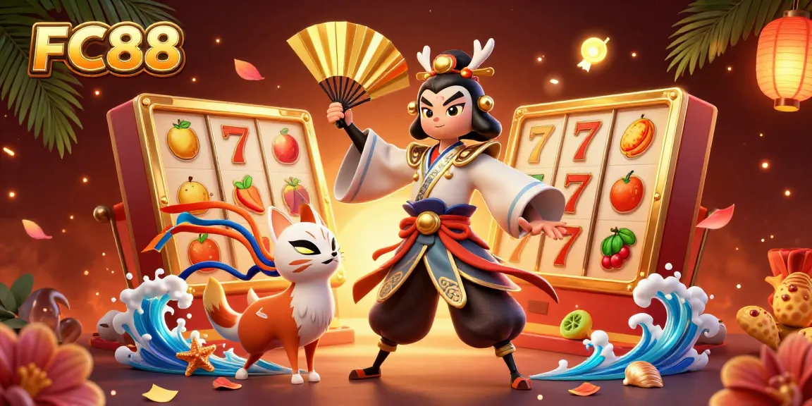 Experience the thrill of FC88 slots with vibrant characters and rich casino elements.