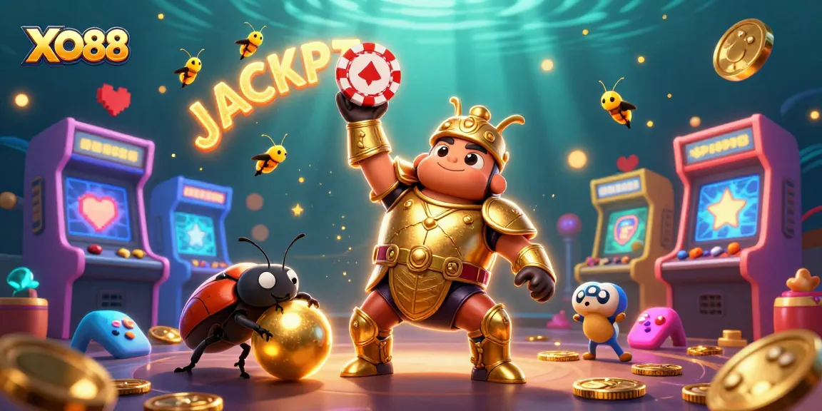 Experience thrilling gaming action at XO88 with a vibrant jackpot scene featuring unique characters.