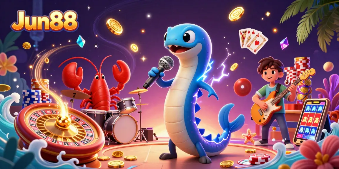 Experience multi-game excitement at Jun88 with this vibrant underwater casino scene.