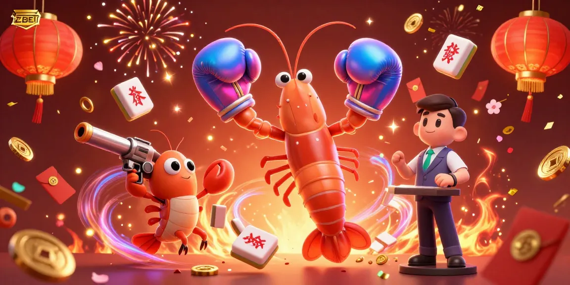 ZBET gaming illustration featuring dynamic casino scenes with vivid characters and festive elements.
