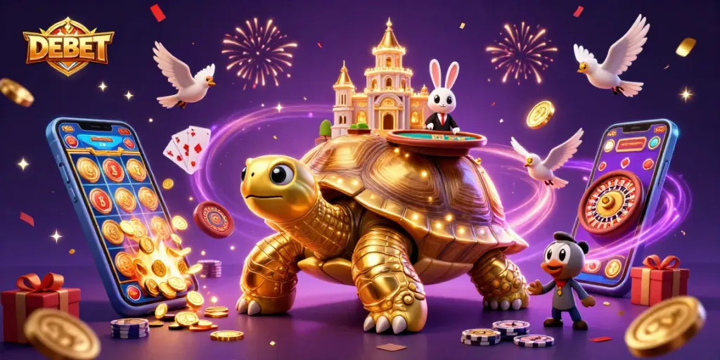 Engage with the exciting DEBET casino experience, showcasing thrilling games and vibrant atmosphere.
