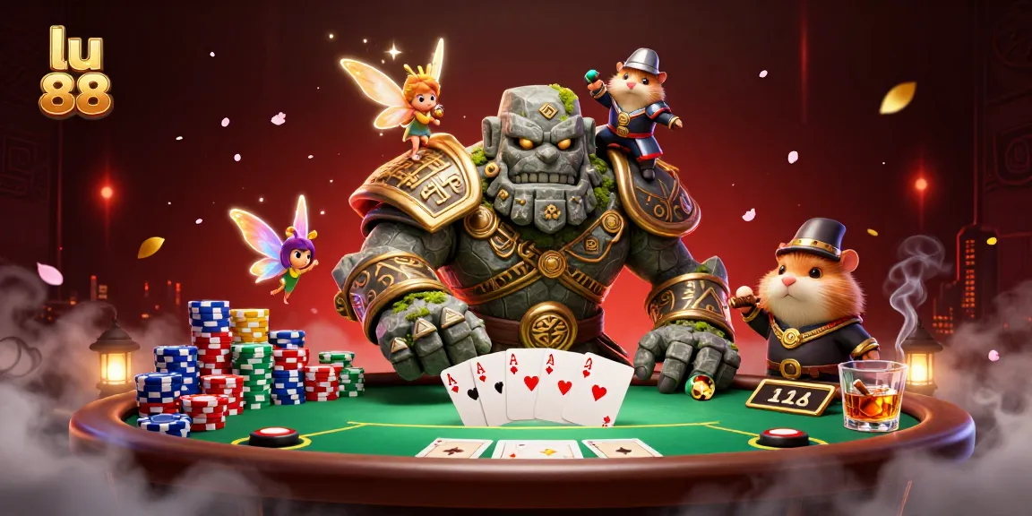 Experience vibrant gaming thrills with LU 88, showcasing an exciting casino scene filled with poker dynamics.