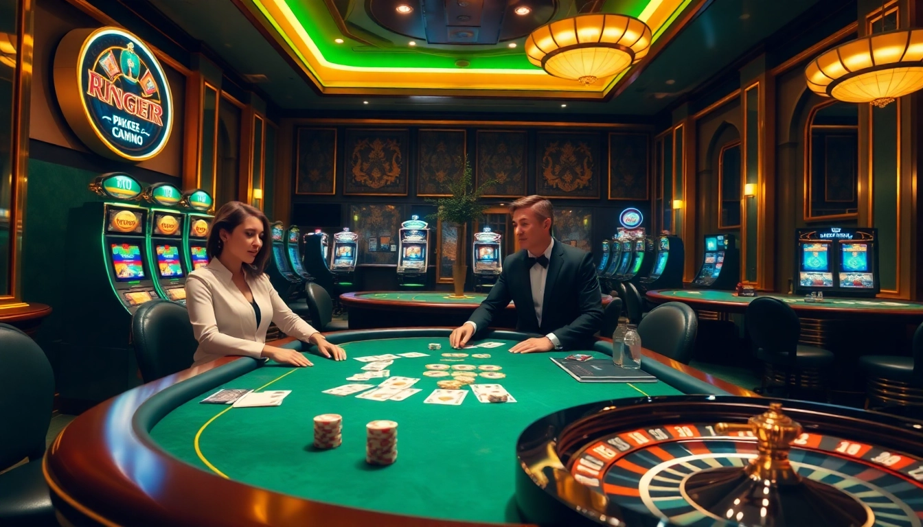Experience thrilling gameplay at TT88 with vibrant casino visuals of poker tables and engaging players.