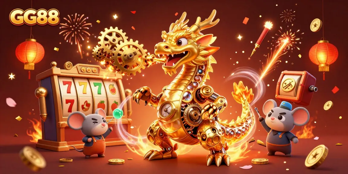 Engage with GG88’s exciting online gaming universe featuring a golden dragon and slot elements.