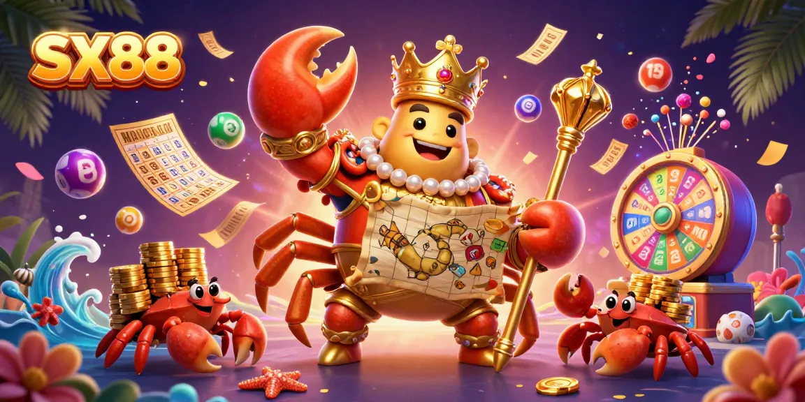 SX88's golden crab emperor and hermit crabs bring excitement with vibrant lottery balls and prizes.
