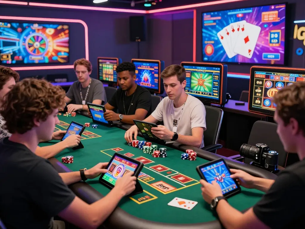 Sunwin players enjoying engaging online casino games in a vibrant virtual setting.