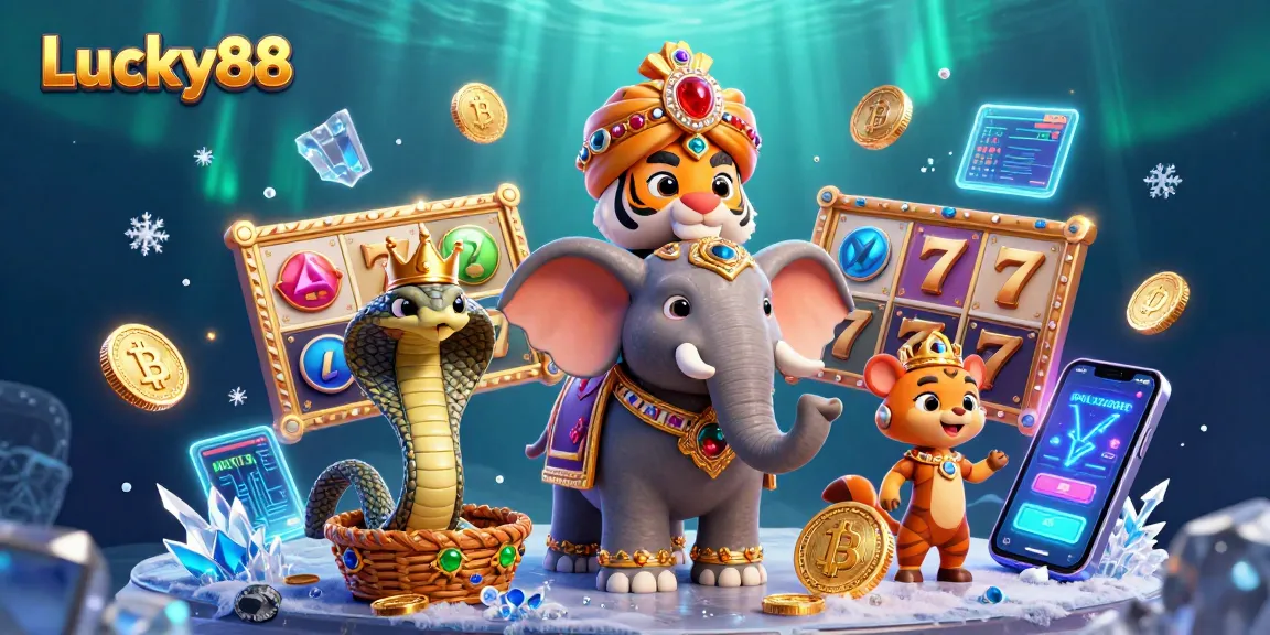 Experience Lucky88's vibrant slot world with a bold Indian maharaja and elephant.