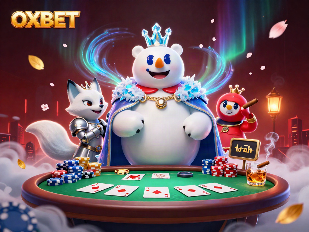 Engage in thrilling poker action with OXBET's vibrant, ultra-detailed 3D casino illustration.