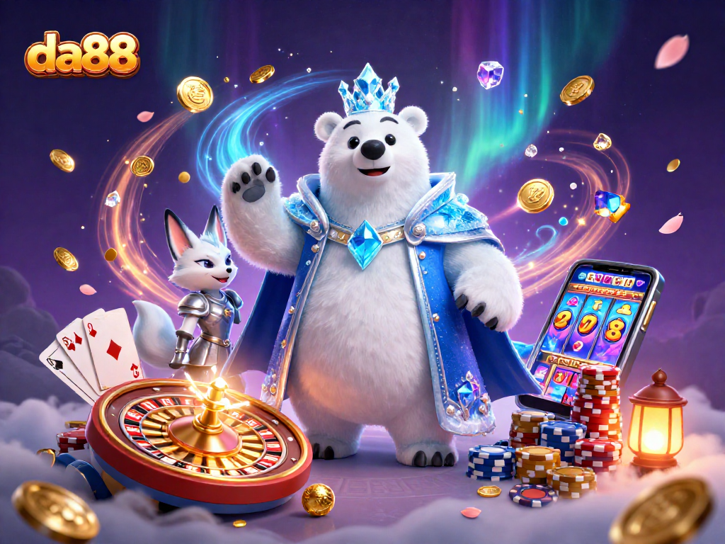 Experience thrilling gameplay at da88 with an ice king bear, snow fox, and dynamic casino elements.