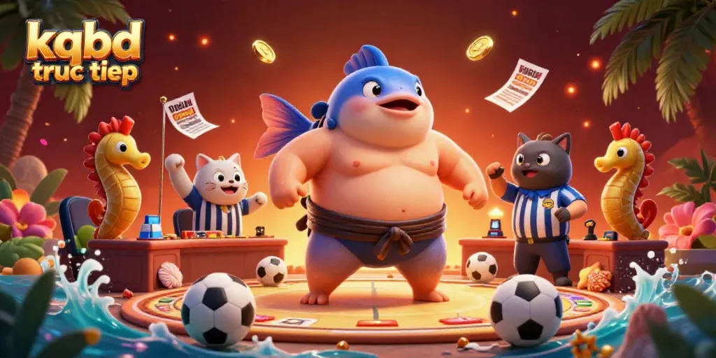 Engage with kqbd truc tiep as the fugu blowfish battles in a vibrant underwater sports betting scene filled with action.