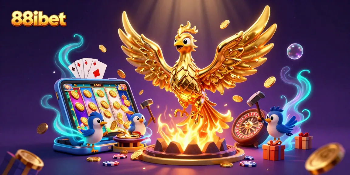 Experience thrilling casino moments with 88ibet, featuring golden phoenix and exciting game elements.