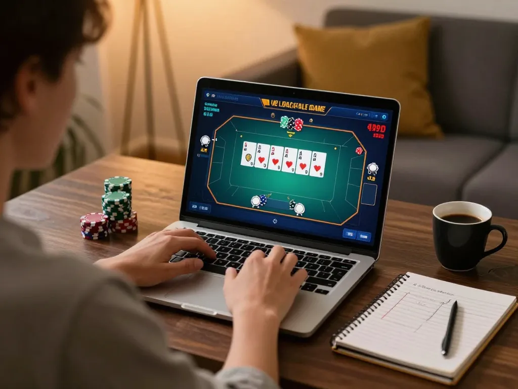 Playing poker online using Link Jun88 for an engaging gambling experience in a cozy setting.