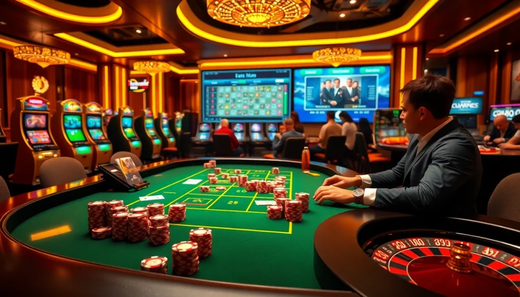 Players enjoying online casino games at https://vuabai9.cn.com/, featuring poker and slot machines.