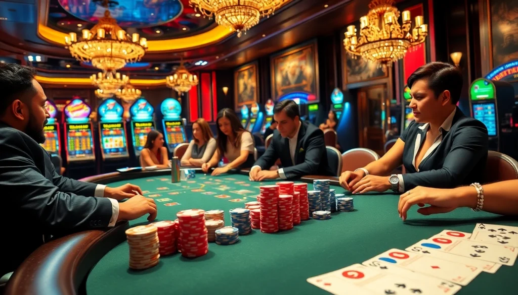 Engage with high-stakes poker gameplay at https://fabet3.com/, showcasing colorful chips and dynamic casino elements.