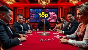 Gambling excitement captured at the luxurious S8 top casino poker table with players strategizing.
