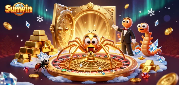 Sunwin players enjoying betting at a vibrant online casino environment with detailed elements.
