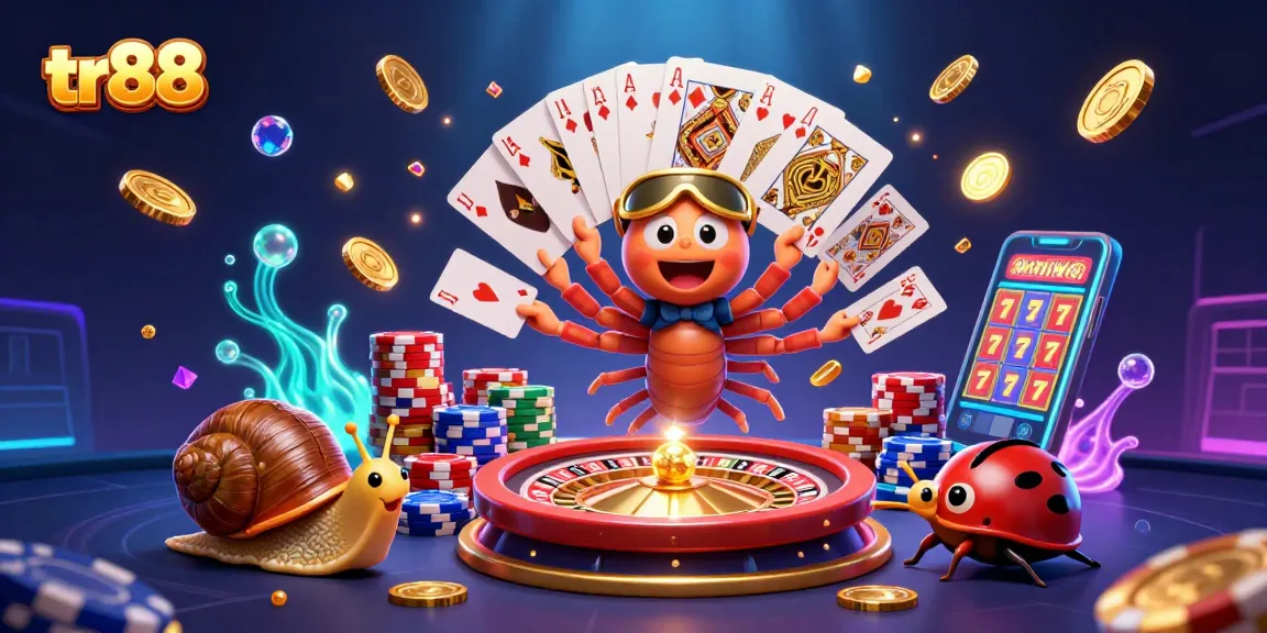 Play exciting games at tr88 with a dynamic 3D millipede dealer showcasing colorful casino elements.