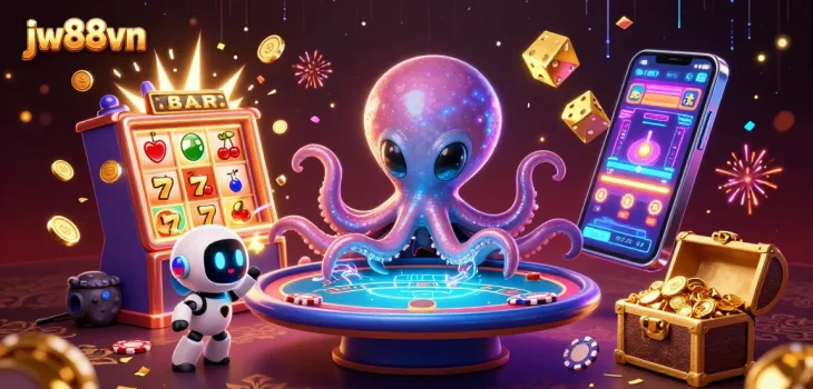 Experience thrilling gameplay at jw88vn with an exciting alien-themed casino illustration.