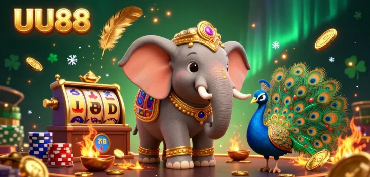 UU88 immerses players in a vibrant and energetic 3D casino experience with colorful games and decorations.