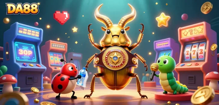 Engage with DA88 as a heroic beetle faces off in a casino-themed 3D boxing match.
