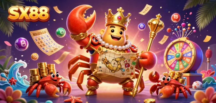 SX88's golden crab emperor and hermit crabs bring excitement with vibrant lottery balls and prizes.