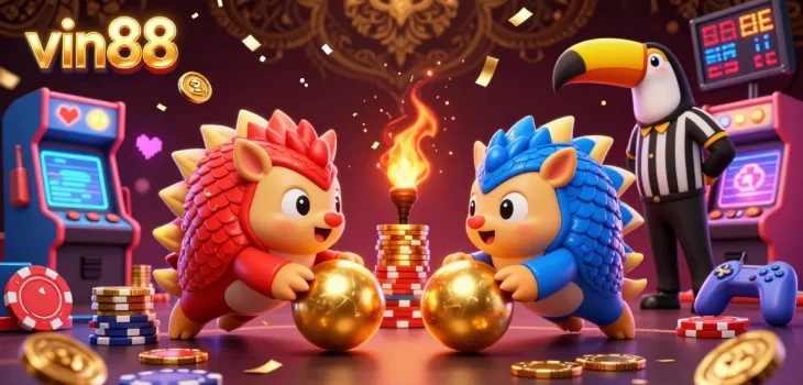 Experience thrilling gameplay in vin88 with rival pangolins competing over golden chips!